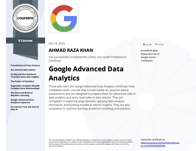 Google Advanced Data Analytics