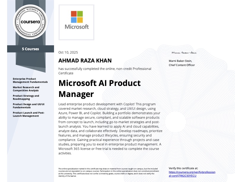 Coursera Microsoft AI Product Manager