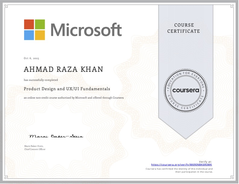 Coursera Product Design and UX