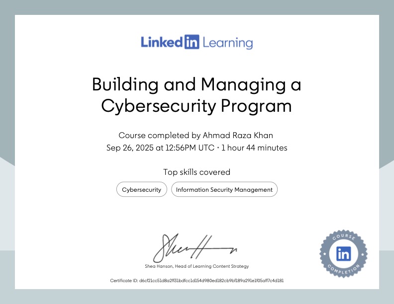 Building and Managing a Cybersecurity Program