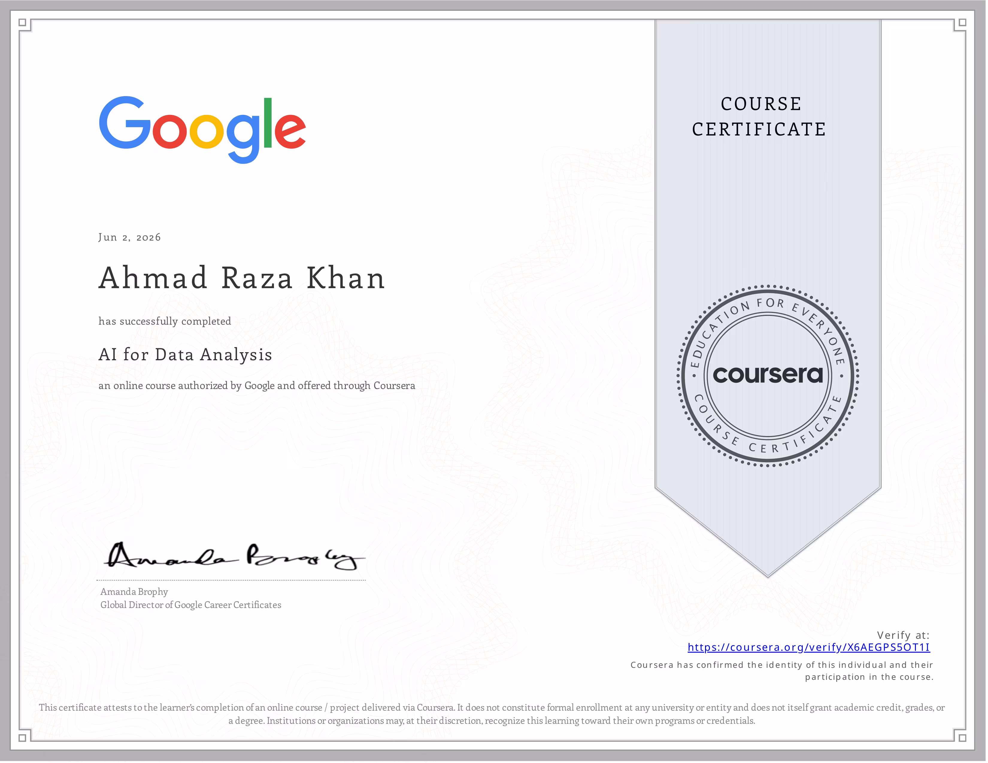 Coursera AI for Data Analysis
