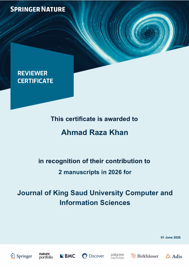 Reviewer Certificate 01 June 2026